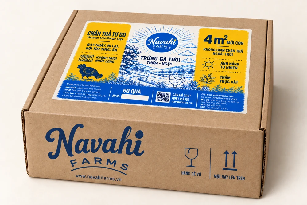 Hộp trứng Navahi Chăn thả tự do 60 quả